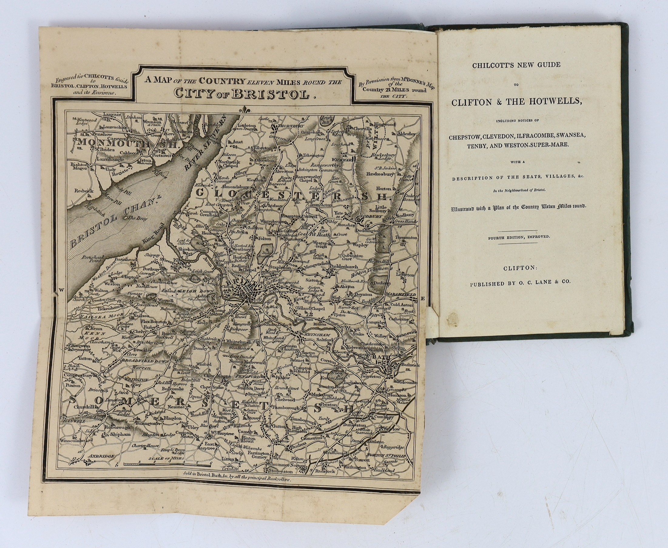 SOMERSET, BRISTOL: Manby, G.W. - Fugitive Sketches of the History and Natural Beauties of Clifton Hot-Wells and Vicinity. 4 plans and 14 (mostly aquatint) plates, half-title; new paper boards